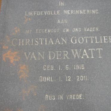 WATT Christiaan Gottlieb, van der 1915-2011