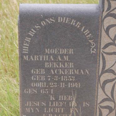 BEKKER Martha A.M. nee ACKERMAN 1853-1941