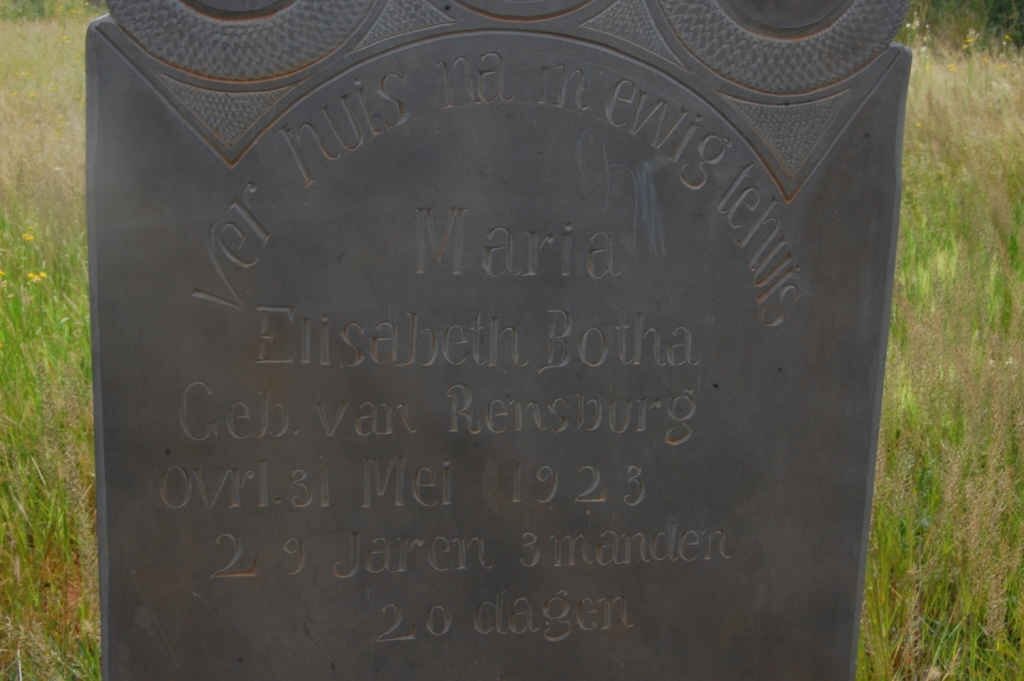 BOTHA Maria Elisabeth nee VAN RENSBURG -1923
