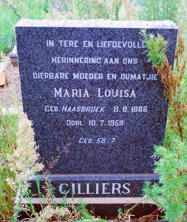 CILLIERS Maria Louisa nee HAASBROEK 1886-1959