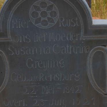 GREYLING Susanna Catharina nee J.v. RENSBURG 1842-1921