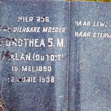 MALAN Dorothea S.M. nee DU TOIT 1850-1938