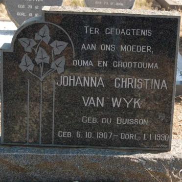 WYK Johanna Christina, van nee DU BUISSON