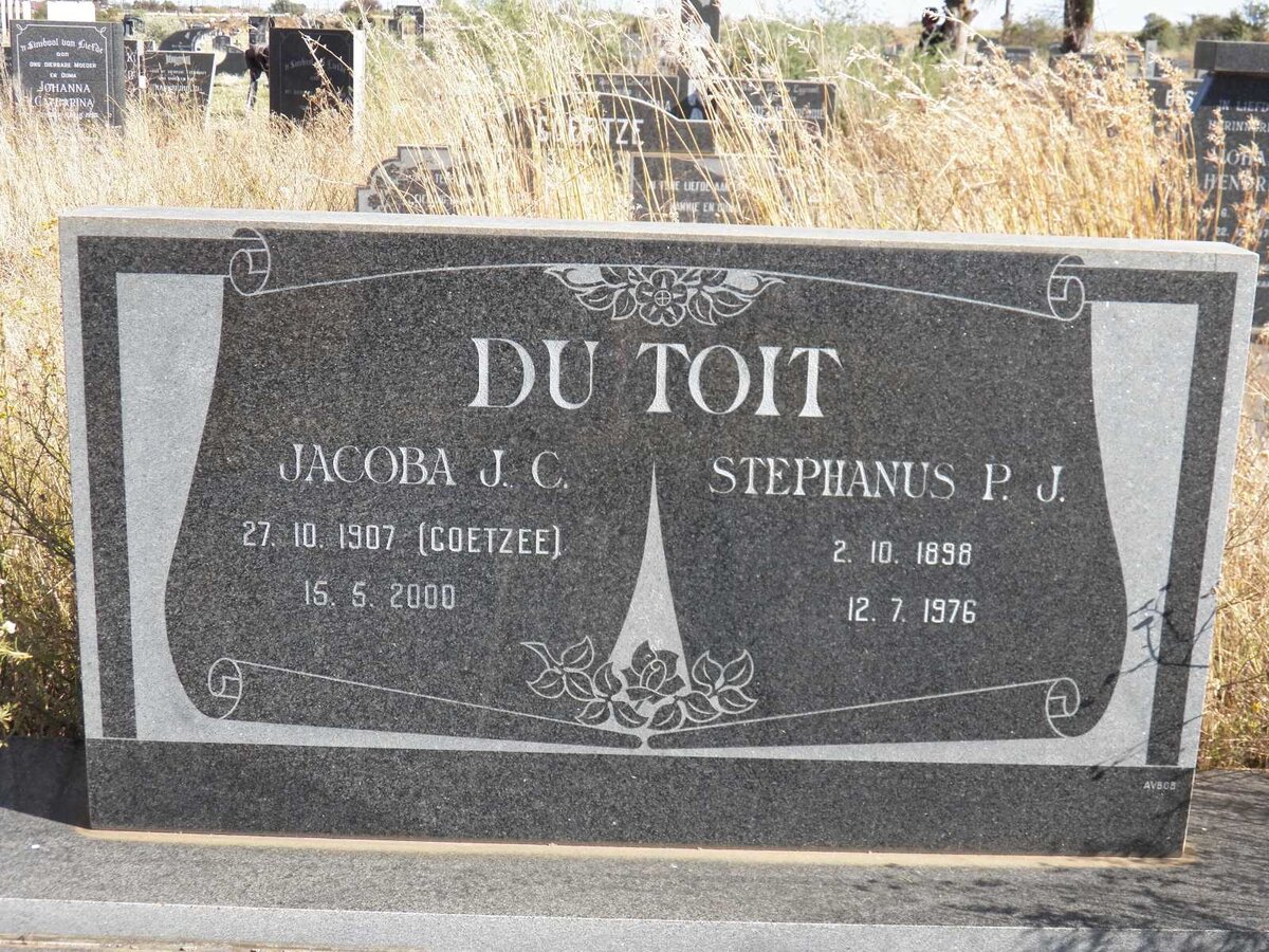 TOIT Stephanus P.J., du 1898-1976 & Jacoba J.C. COETZEE 1907-2000