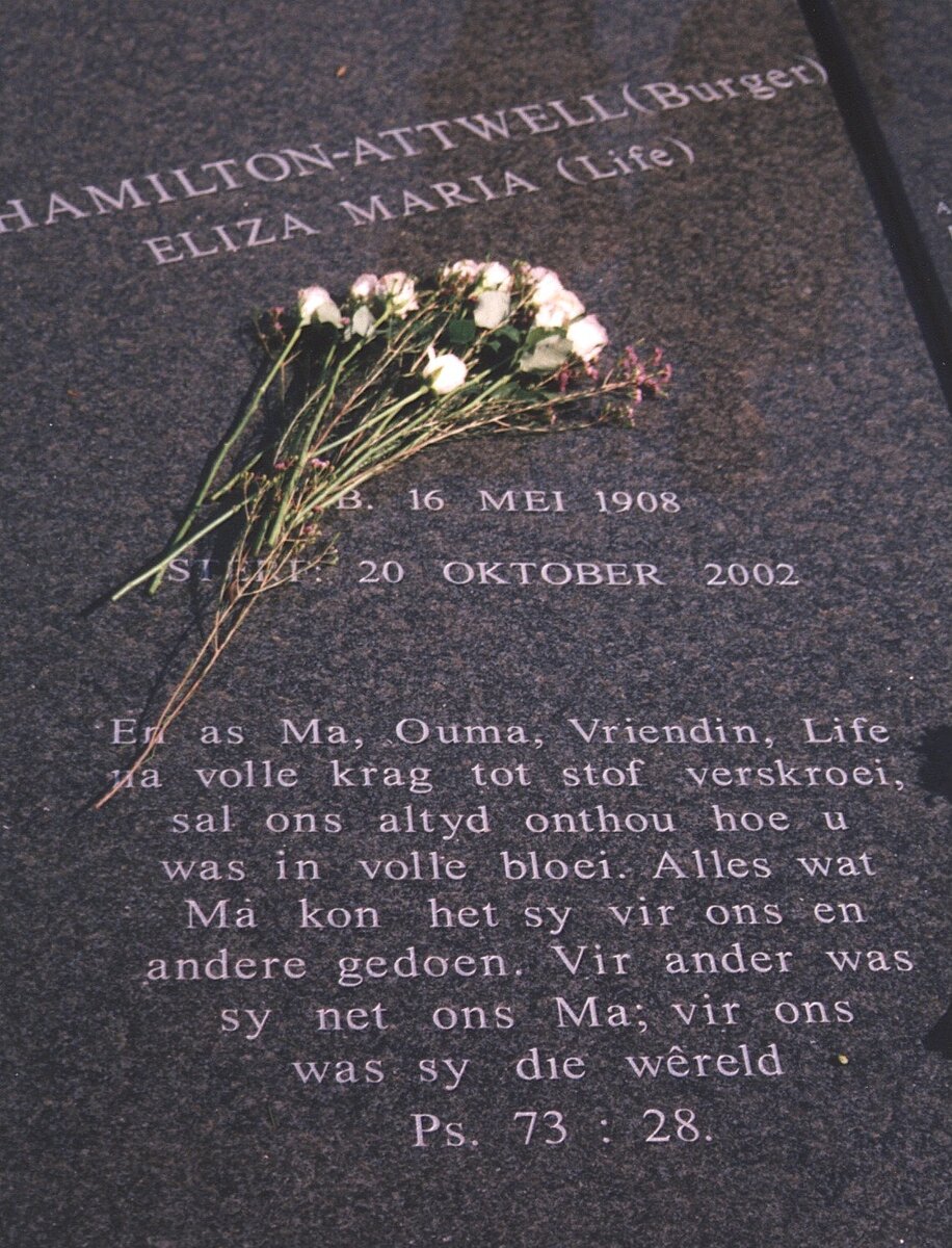 ATTWELL Eliza Maria, HAMILTON nee BURGER 1908-2002