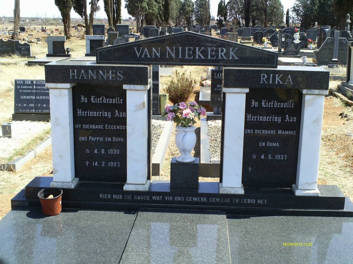 NIEKERK Hannes, van 1930-1997 &amp; Rika 1937-