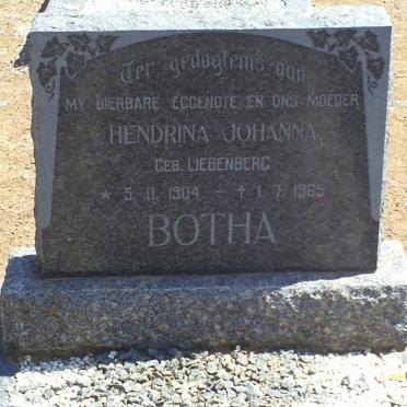 BOTHA Hendrina Johanna nee LIEBENBERG 1904-1965