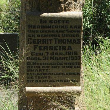 FERREIRA Gerrit Thomas 1916-1937