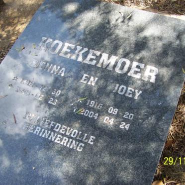 KOEKEMOER Benna 1912-1998 &amp; Joey 1916-2004