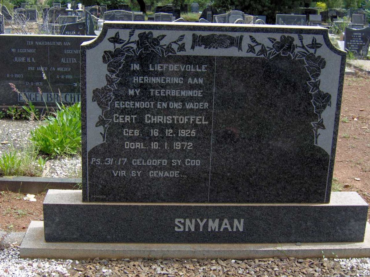 SNYMAN Gert Christoffel 1926-1972