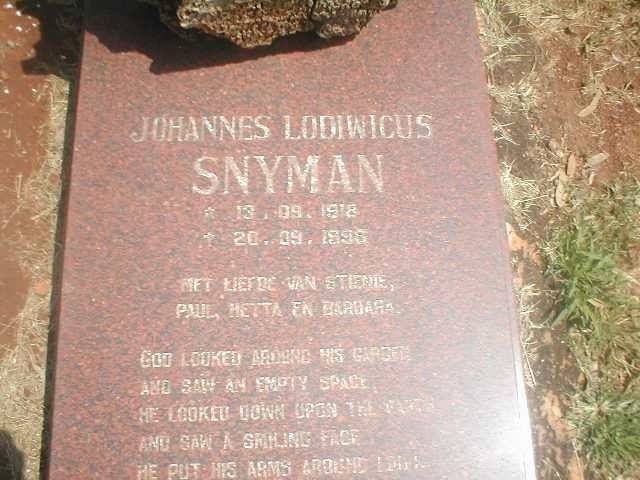 SNYMAN Johannes Lodiwicus 1918-199?