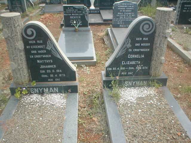 SNYMAN Matthys Johannes 1914-1973, SNYMAN Cornelia Elizabeth 1918-1974