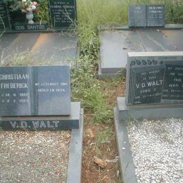WALT Christiaan Frederick, v.d. 1922-1983, V.D. WALT ?owie E. 1927 - &amp; ?aul Herti M. 1947-1984