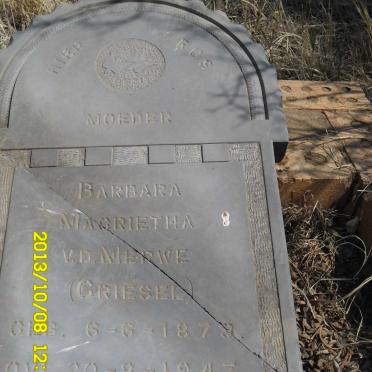 MERWE Barbara Magrietha, v.d. nee GRIESEL 1879-1947