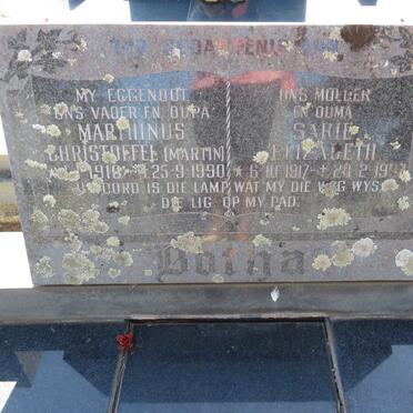 BOTHA Marthinus Christoffel 1910-1990 &amp; Sarie Elizabeth 1917-1997