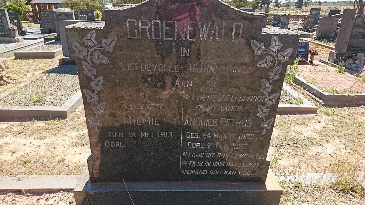 GROENEWALD Andries Petrus 1903-1967 &amp; Miemie 1913-