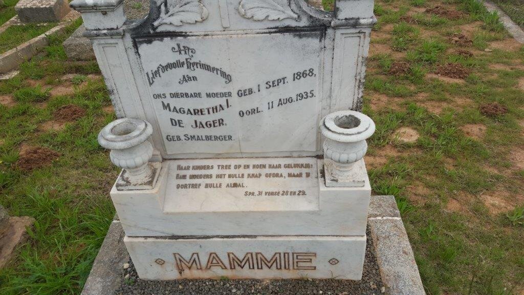 JAGER Magaretha I., de nee SMALBERGER 1868-1935