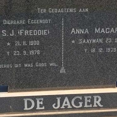 JAGER F.S.J., de 1900-1978 &amp; Anna Margaretha SAAYMAN 1903-1979