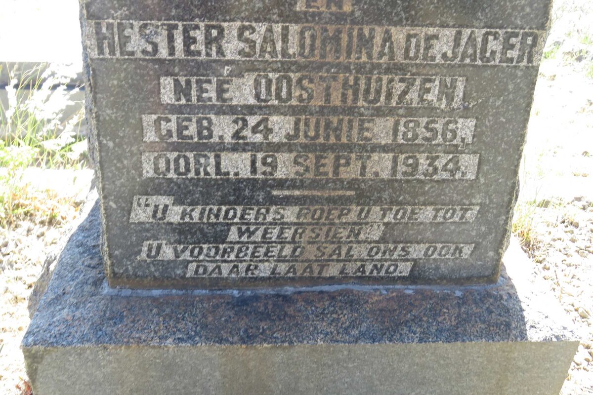 JAGER Hester Salomina, de nee OOSTHUIZEN 1856-1934