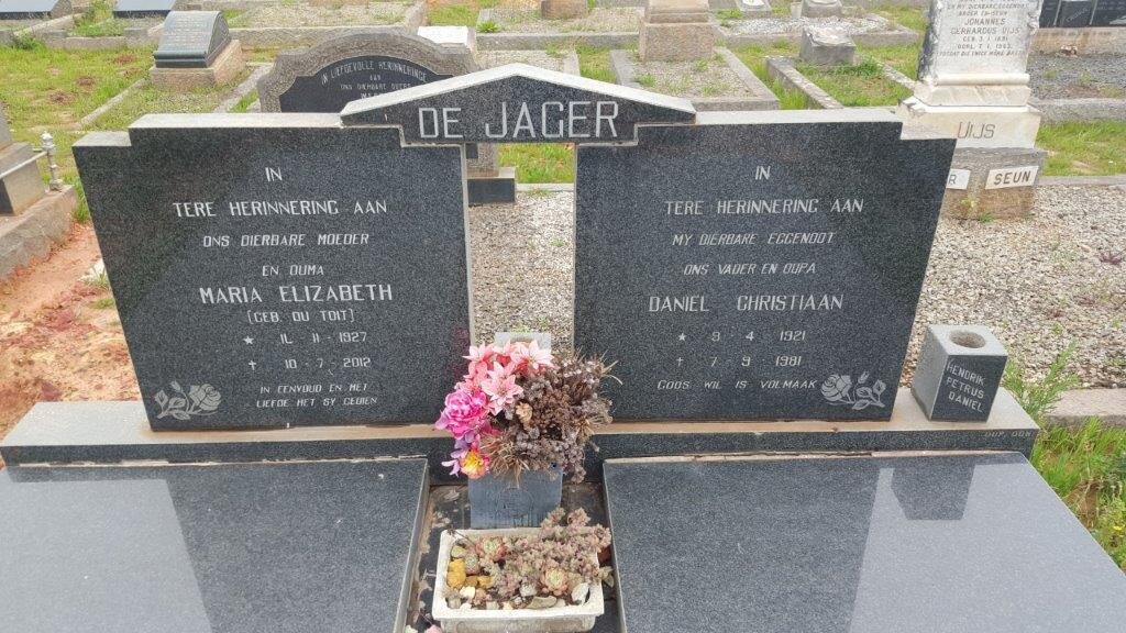 JAGER Daniel Christiaan, de 1921-1981 &amp; Maria Elizabeth DU TOIT 1927-2012