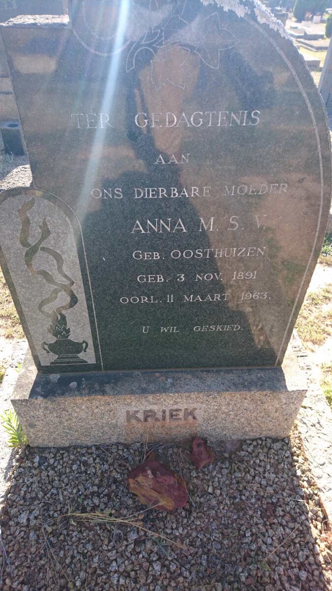 KRIEK Anna M.S.V. nee OOSTHUIZEN 1891-1963