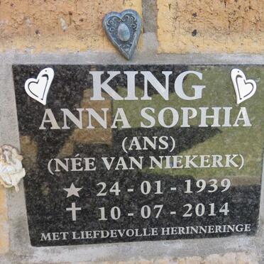 KING Anna Sophia nee VAN NIEKERK 1939-2014
