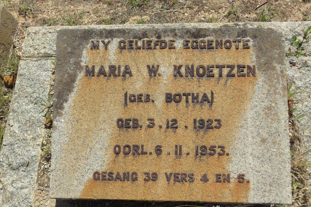 KNOETZEN Maria W. nee BOTHA 1923-1953