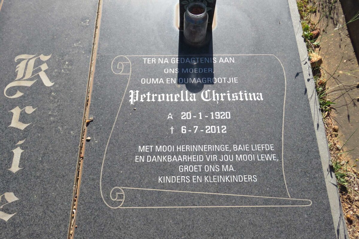 KRIEK Christian 1920-1994 &amp; Petronella Christina 1920-2012