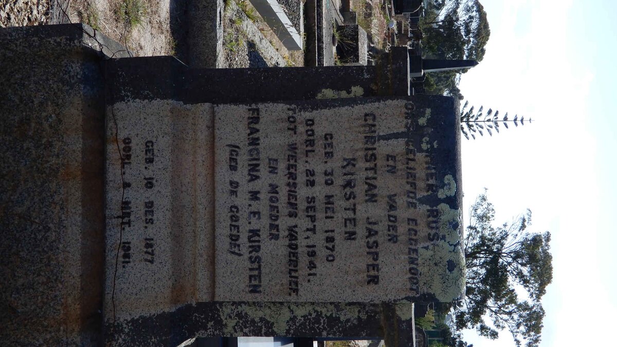 KIRSTEN Christian Jasper 1870-1941 &amp; Francina M.E. DE GOEDE 1877-19?1