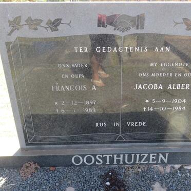 OOSTHUIZEN Francois A. 1897-1989 &amp; Jacoba Alberta 1904-1984