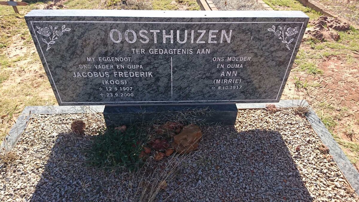 OOSTHUIZEN Jacobus Frederik 1907-2000 &amp; Ann 1917-