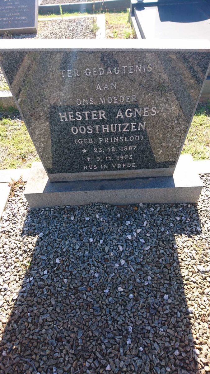 OOSTHUIZEN Hester Agnes nee PRINSLOO 1887-1975