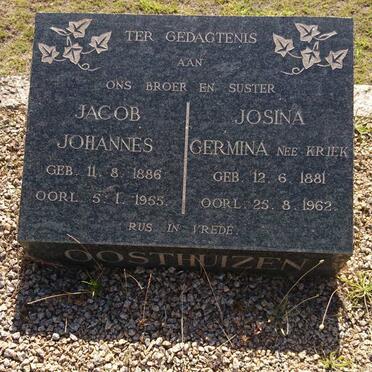 OOSTHUIZEN Jacob Johannes 1886-1955 &amp; Josina Germina KRIEK 1881-1962