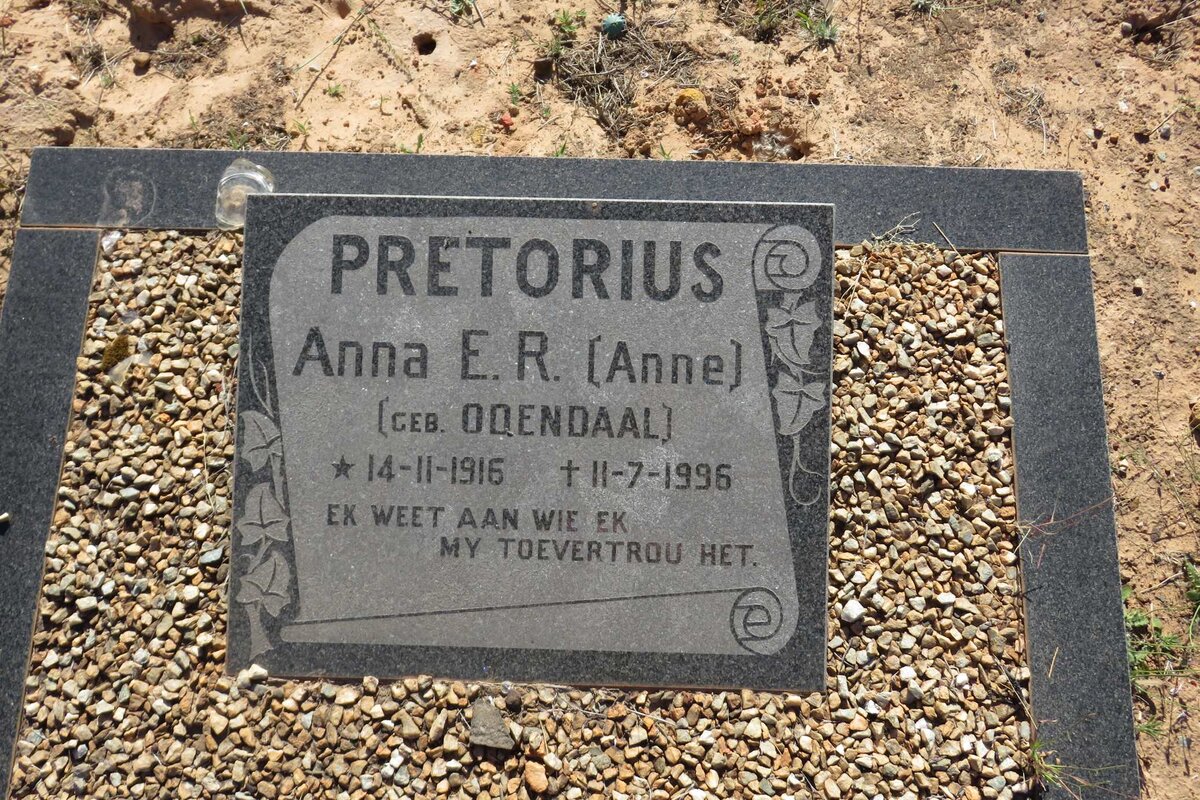 PRETORIUS Anna E.R. nee ODENDAAL 1916-1996