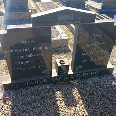 RENSBURG David Benjamin, Janse van 1887-1972 &amp; Anna Margaretha Hendrika LOUWRENS 1890-1958