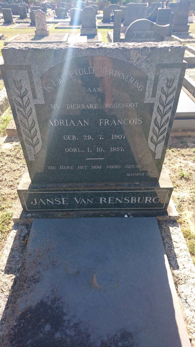 RENSBURG Adriaan Francois, Janse van 1907-1957