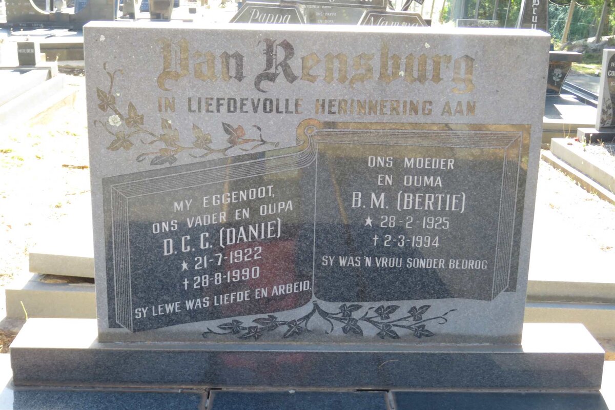 RENSBURG D.C.C., van 1922-1990 &amp; B.M. 1925-1994