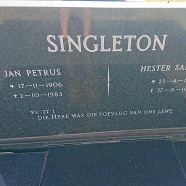 SINGLETON Jan Petrus 1906-1983 &amp; Hester Salomina 1908-1996