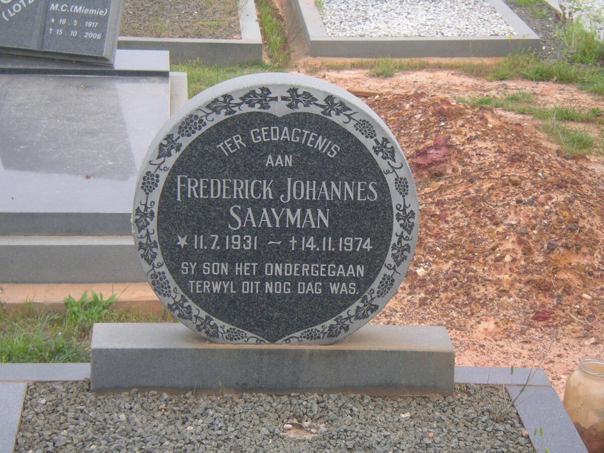 SAAYMAN Frederick Johannes 1931-1974