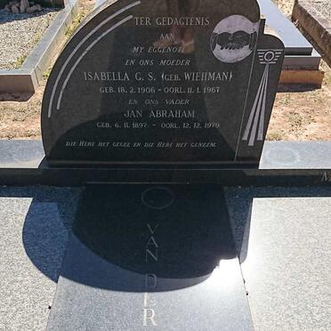 VYVER Jan Abraham, van der 1897-1979 &amp; Isabella G.S. WIEHMAN 1906-1967