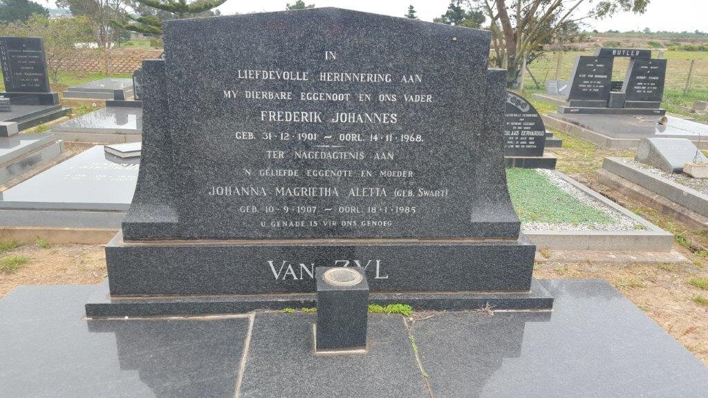 ZYL Frederik Johannes, van 1901-1968 &amp; Johanna Magrietha Aletta SWART 1907-1985