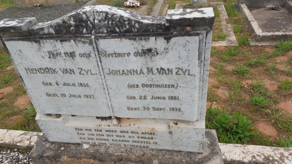 ZYL Hendrik, van 1855-1937 &amp; Johanna M. OOSTHUIZEN 1861-1936