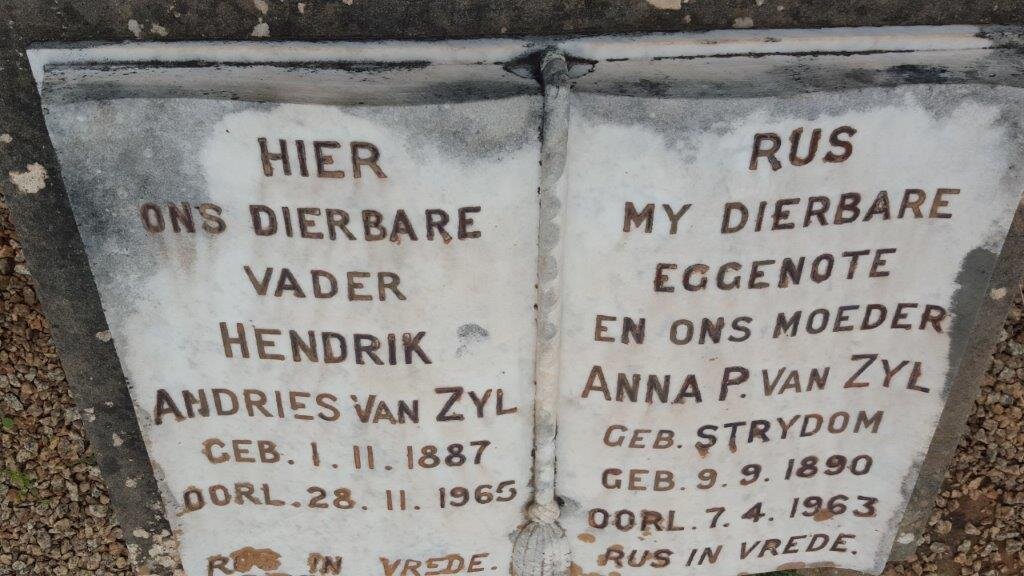 ZYL Hendrik Andries, van 1887-1965 &amp; Anna P. STRYDOM 1890-1963