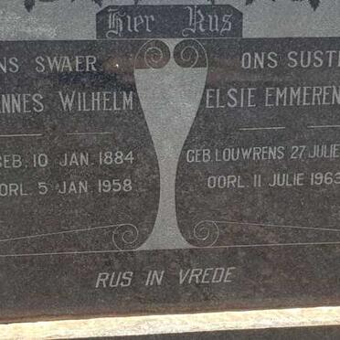 ? Johannes Wilhelm 1884-1958 &amp; ? Elsie Emmerensia M. nee LOUWRENS 1894-1963