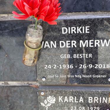 MERWE Dirkie, van der nee BESTER 1936-2018
