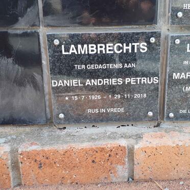 LAMBRECHTS Daniel Andries Petrus 1926-2018 :: LAMBRECHTS Maria Martha Haman voorheen DE JONGH
