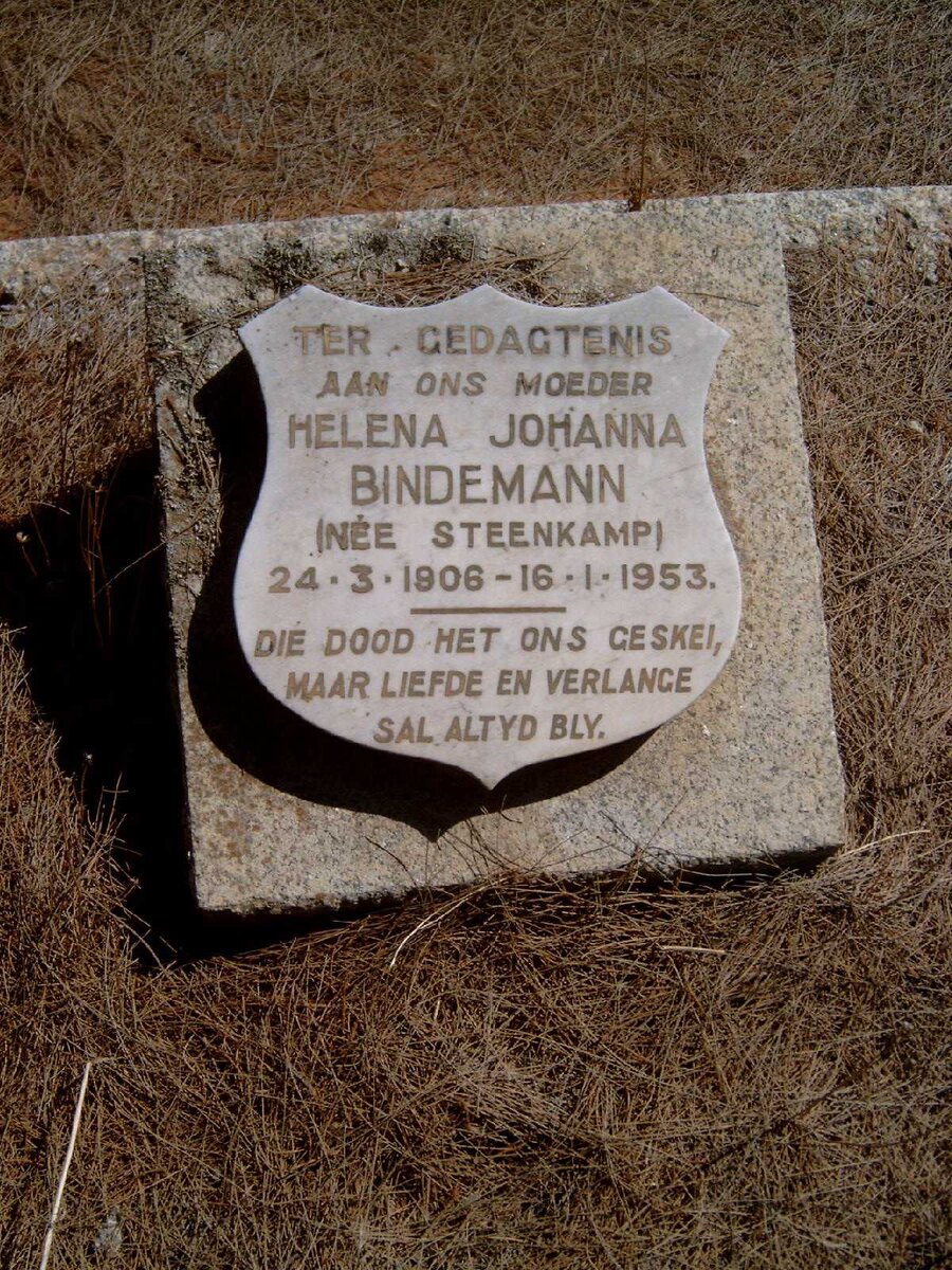 BINDEMANN Helena Johanna nee STEENKAMP 1906-1953
