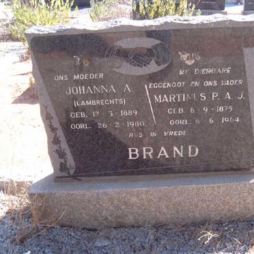 BRAND Martinus P.A.J. 1875-1964 &amp; Johanna A. LAMBRECHTS 1889-1980