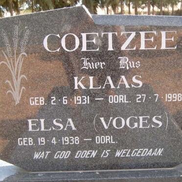 COETZEE Klaas 1931-1998 &amp; Elsa VOGES 1938-