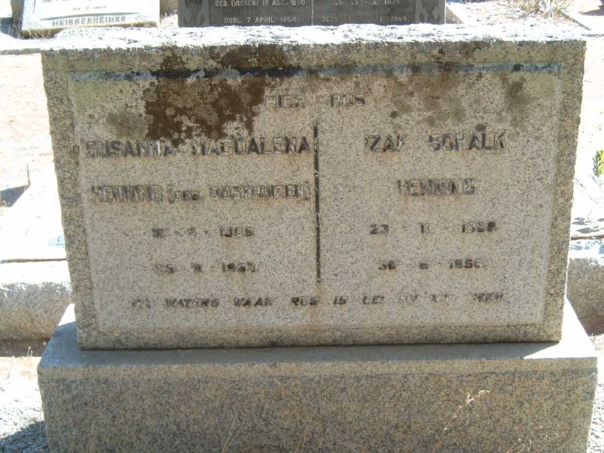 HENNING Izak Schalk 1898-1956 &amp; Susanna Magdalena OOSTHUIZEN 1905-1952